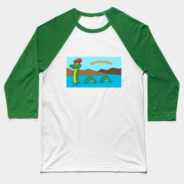 Nessie (Loch Ness Monster) Baseball T-Shirt by PODapparel